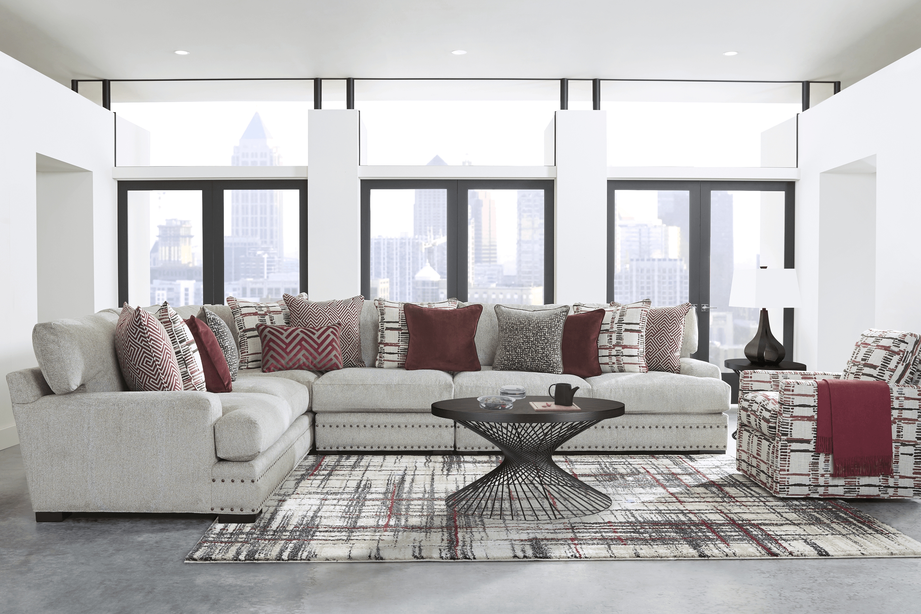 Cindy Crawford Home Tribeca Loft Beige 7 Pc Sectional Living Room - Thumbnail - Image 1
