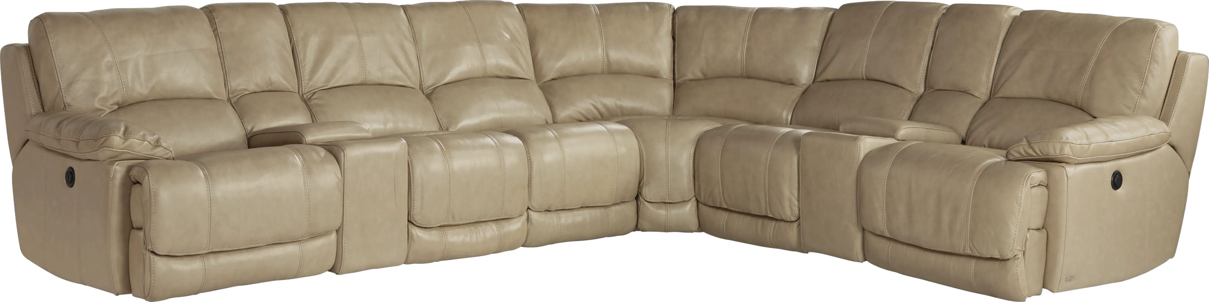 Cindy Crawford Home Van Buren 8 Pc Beige Leather Sectional - Thumbnail - Image 1