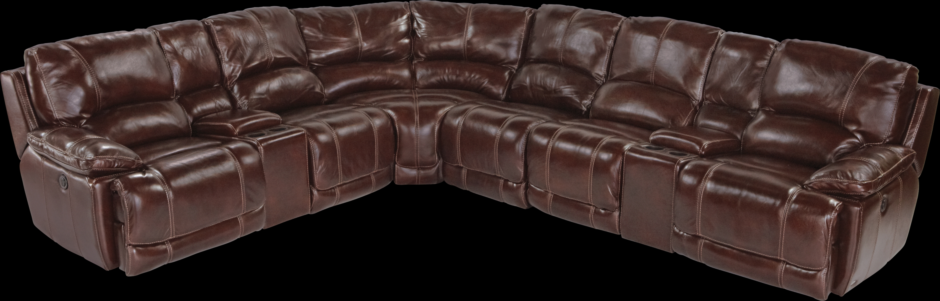 Cindy Crawford Home Van Buren Burgundy 8 Pc Leather Sectional - Thumbnail - Image 1