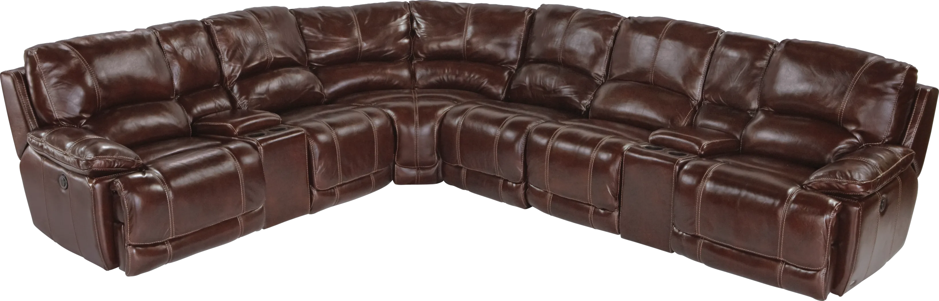 Cindy Crawford Home Van Buren Burgundy 8 Pc Leather Sectional - Thumbnail - Image 1