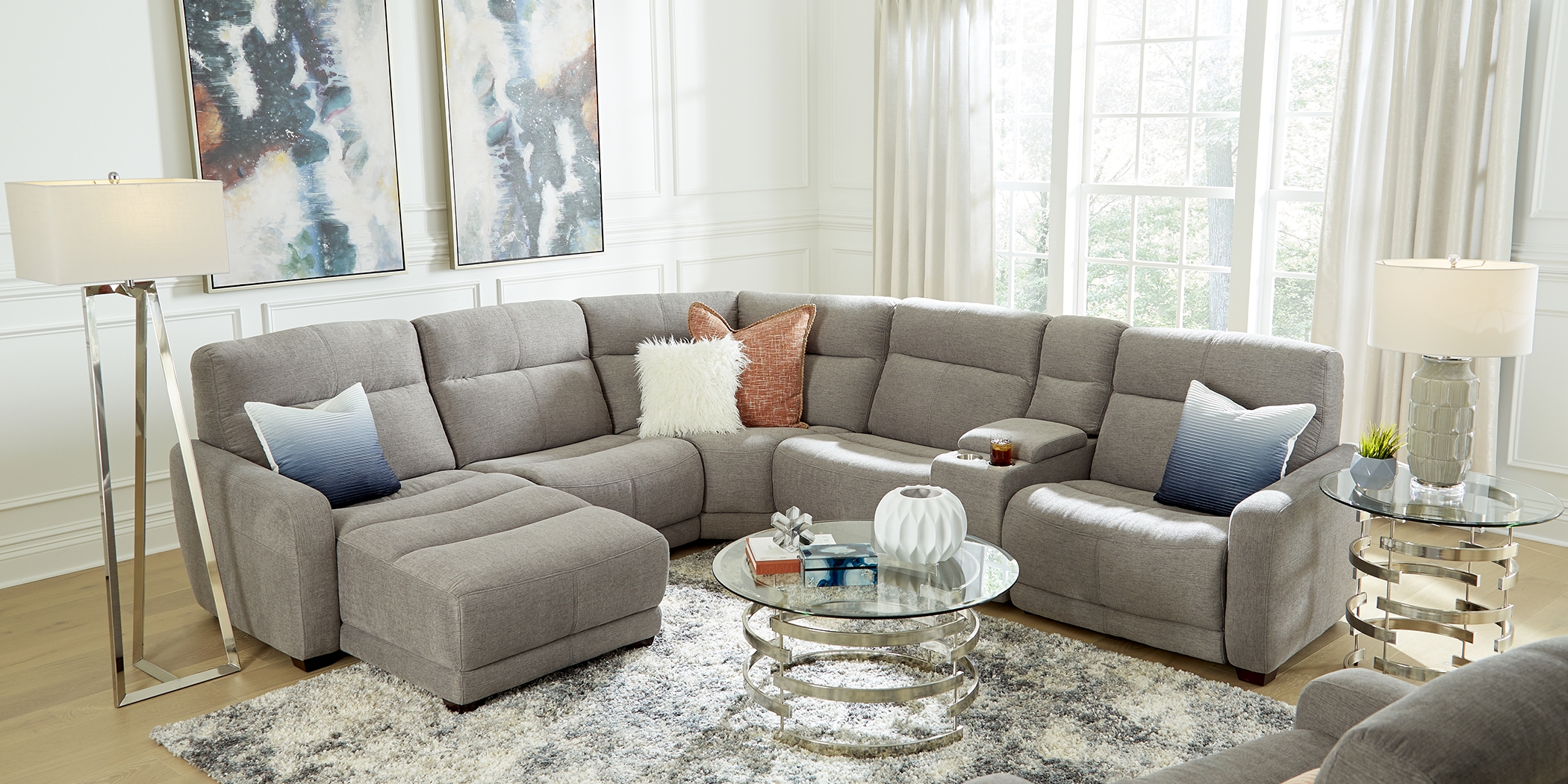 Cindy Crawford Home West Highlands Gray 10 Pc Power Reclining Sectional Living Room - Thumbnail - Image 1