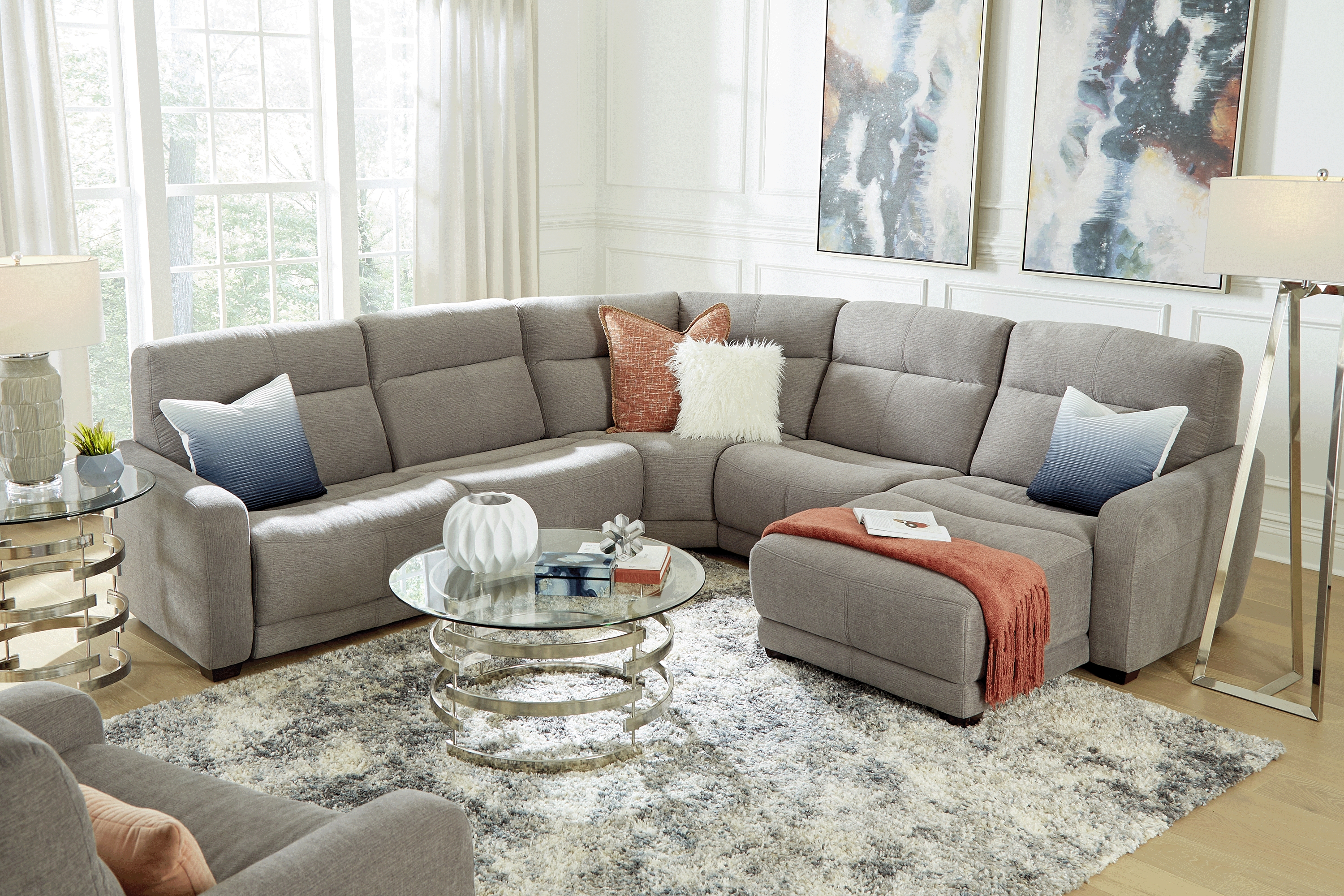 West Highlands Gray 5 Pc Reclining Sectional - Thumbnail - Image 1