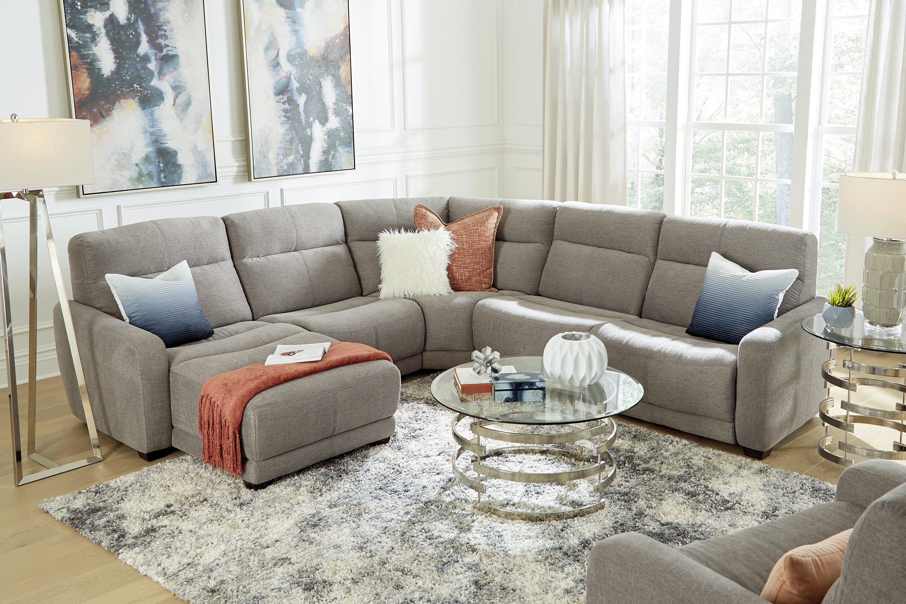 West Highlands Gray 5 Pc Reclining Sectional - Thumbnail - Image 1