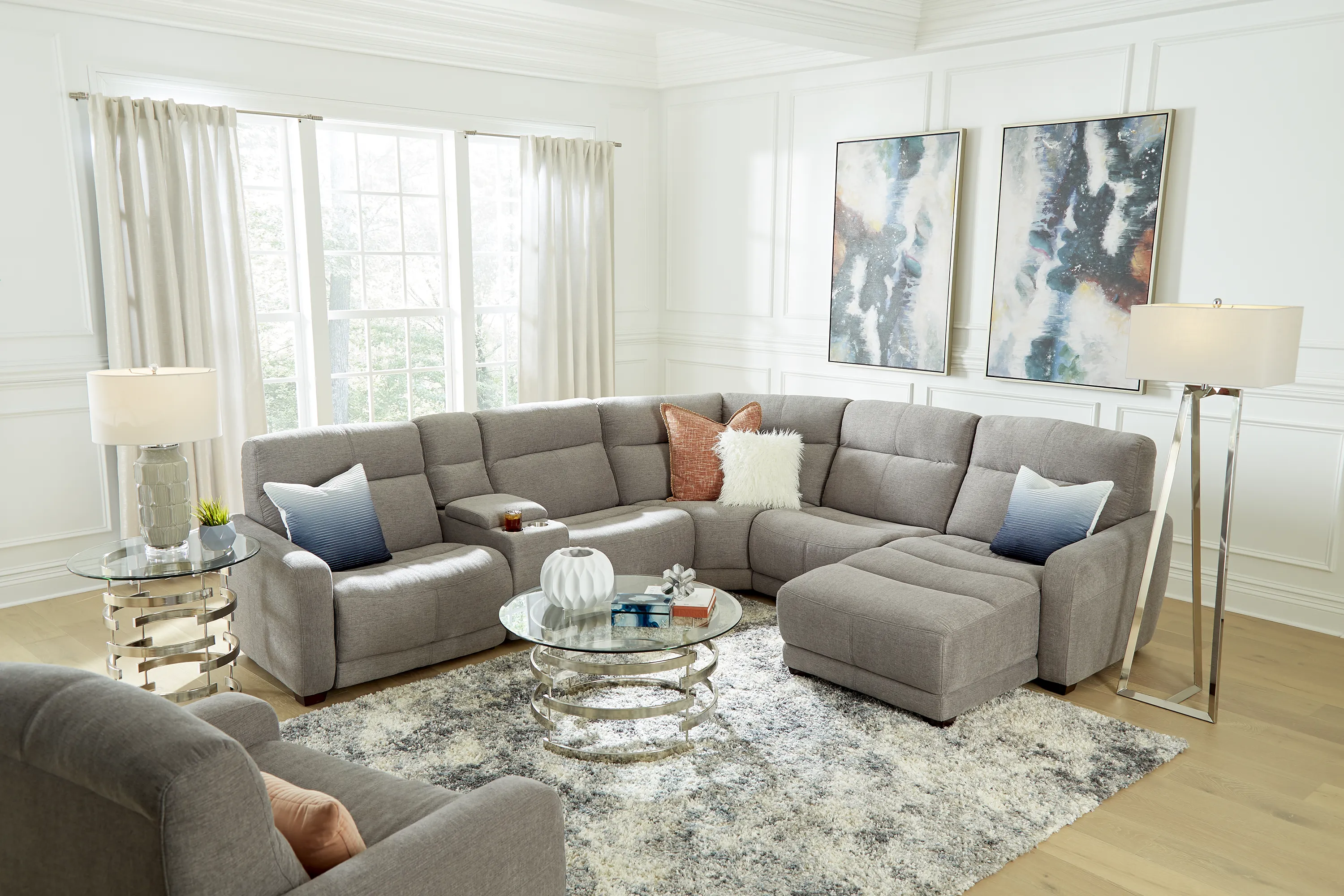 Cindy Crawford Home West Highlands Gray 6 Pc Power Reclining Sectional - Thumbnail - Image 2