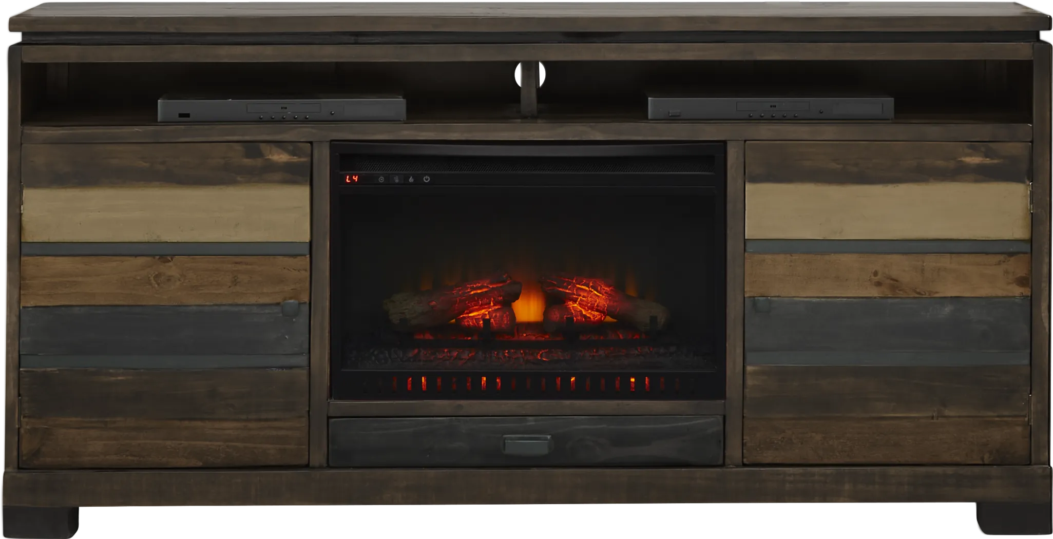 Westover Hills Brown 72 in. Console with Electric Log Fireplace - Thumbnail - Image 1