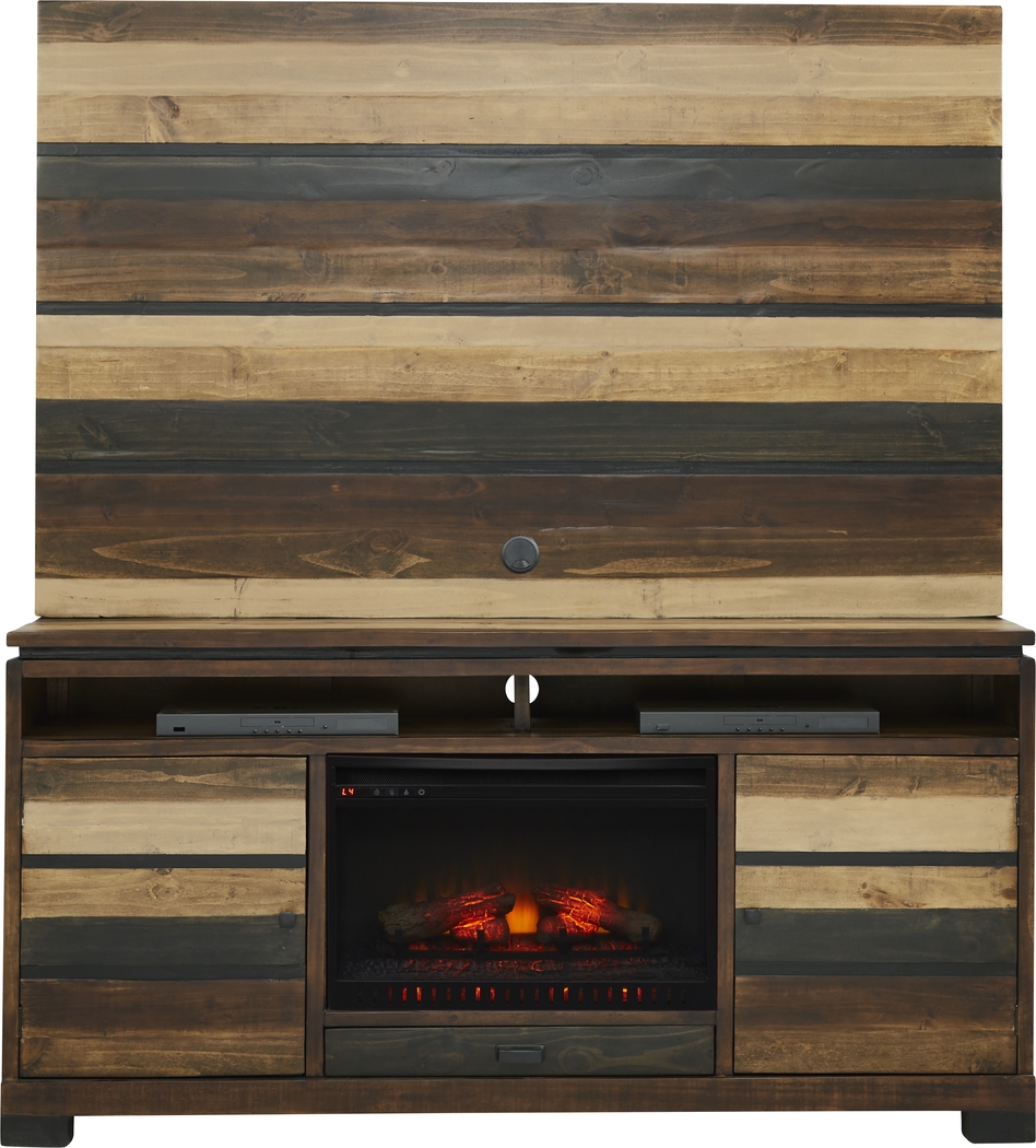 Westover Hills Brown 3 Pc Wall Unit with 72 in. Console and Electric Fireplace - Thumbnail - Image 1