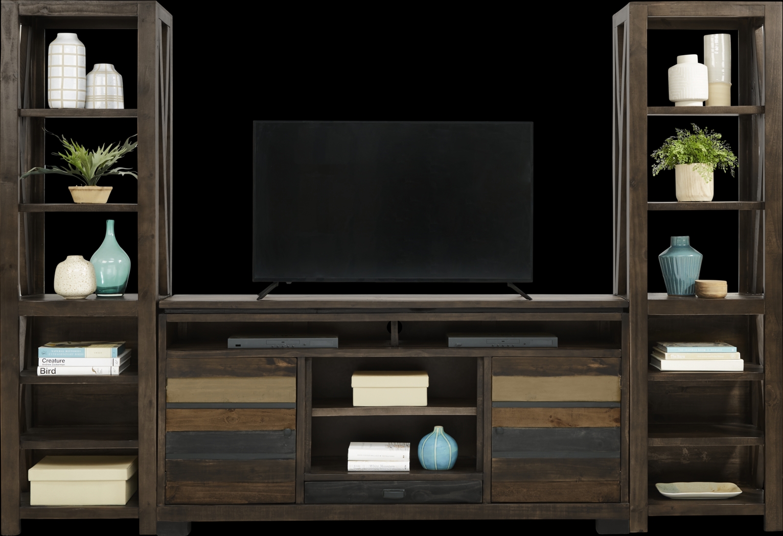 Westover Hills Brown 3 Pc Wall Unit with 72 in. Console - Thumbnail - Image 2