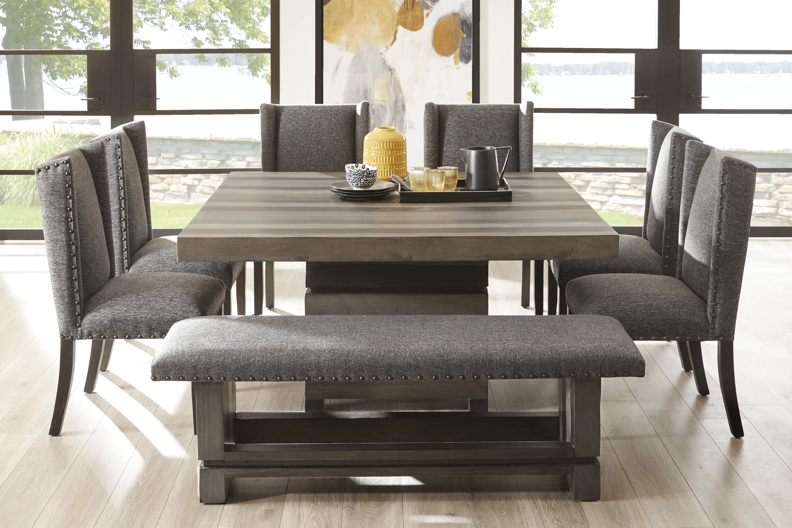 Cindy Crawford Home Westover Hills Gray 8 Pc Square Dining Room - Thumbnail - Image 1