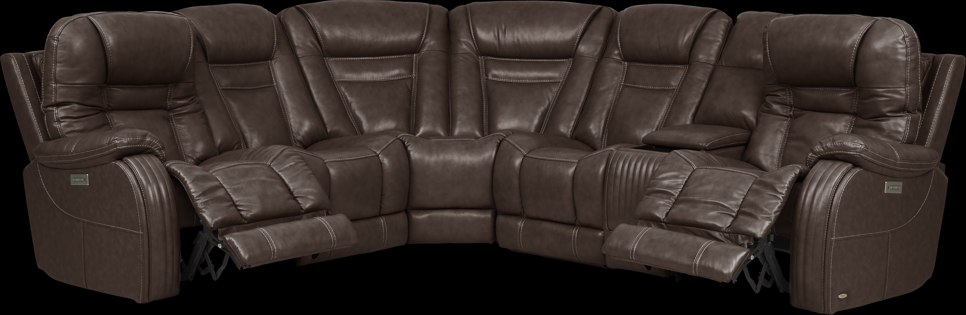 Cindy Crawford Home Willow Creek Walnut 6 Pc Leather Power Reclining Sectional - Thumbnail - Image 3
