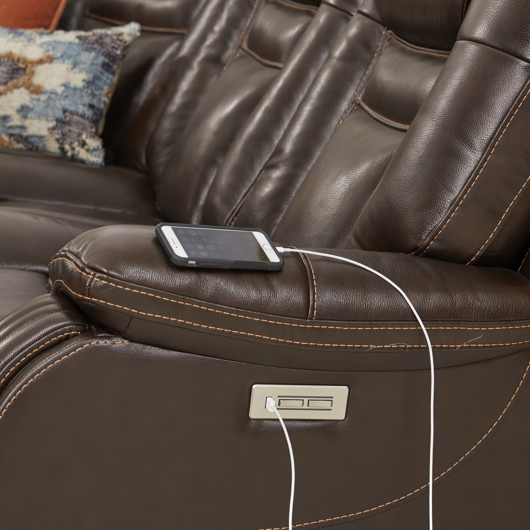 Cindy Crawford Home Willow Creek Walnut 6 Pc Leather Power Reclining Sectional - Thumbnail - Image 4