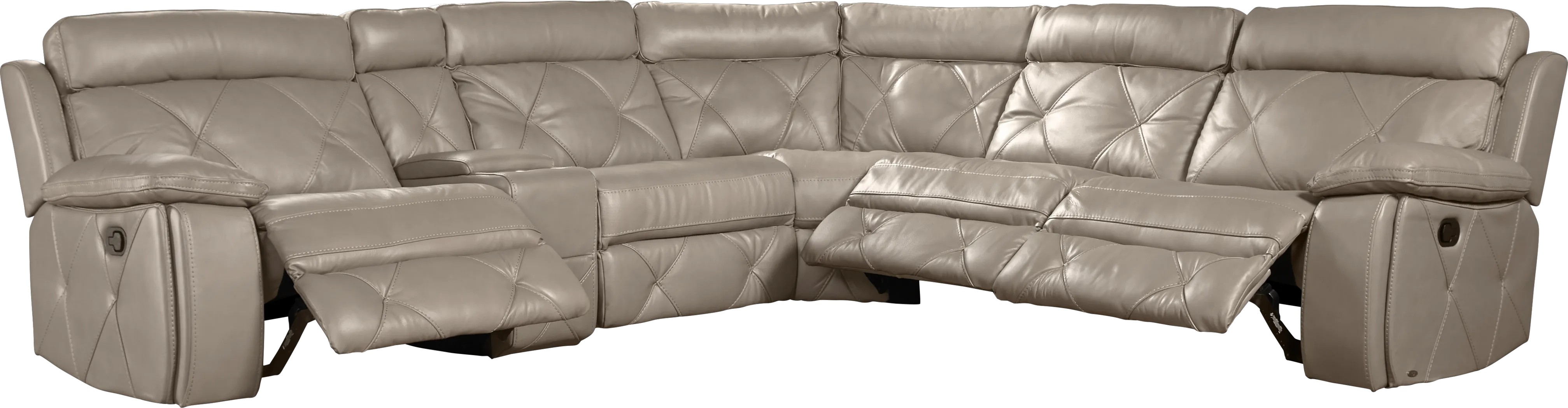 Cindy Crawford Home Wilshire Place Black Cherry Leather 6 PcSectional - Thumbnail - Image 1