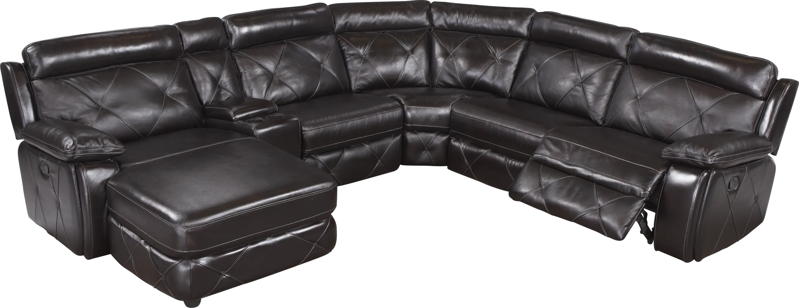 Cindy Crawford Home Wilshire Place Black Cherry Leather 6 Pc Sectional - Thumbnail - Image 1