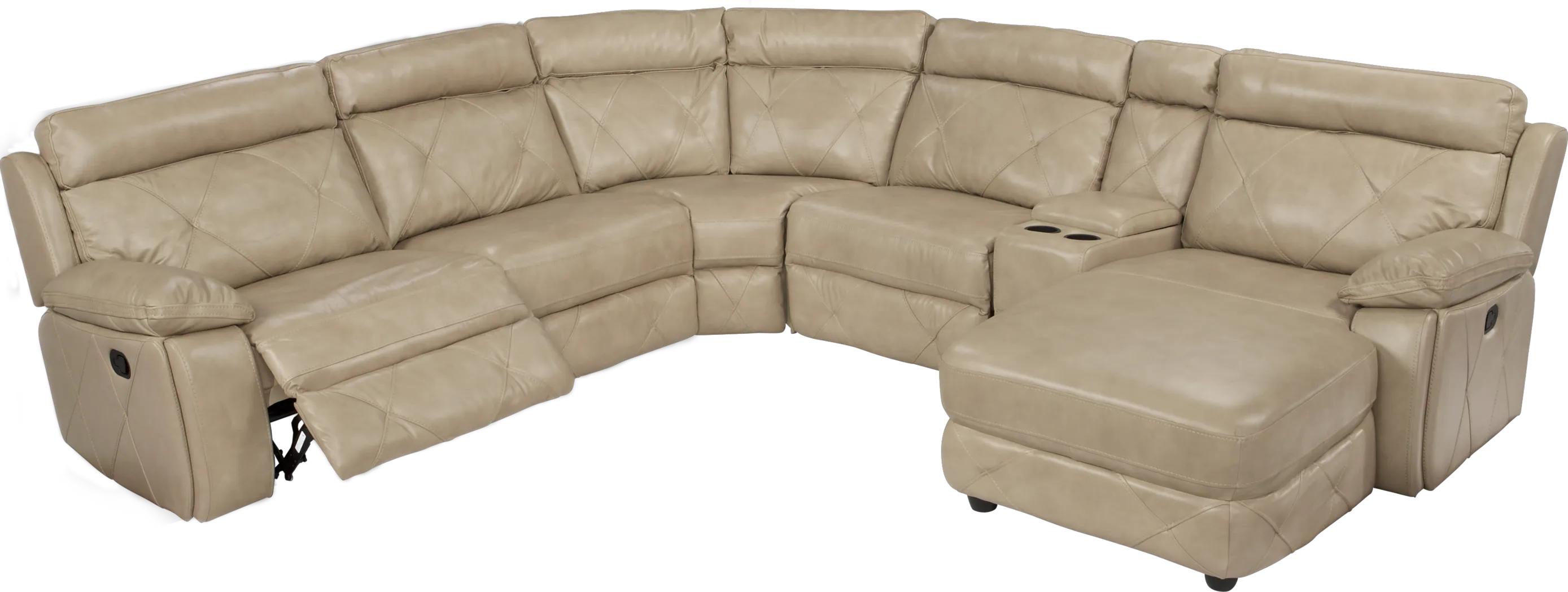 Cindy Crawford Home Wilshire Place Stone Leather 6 Pc PowerSectional - Thumbnail - Image 1