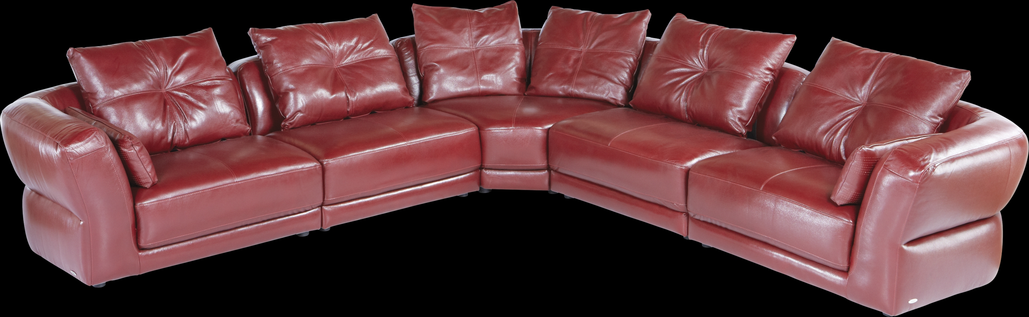 Cindy Crawford Home Avelino Red Leather 5 Pc Sectional - Thumbnail - Image 1