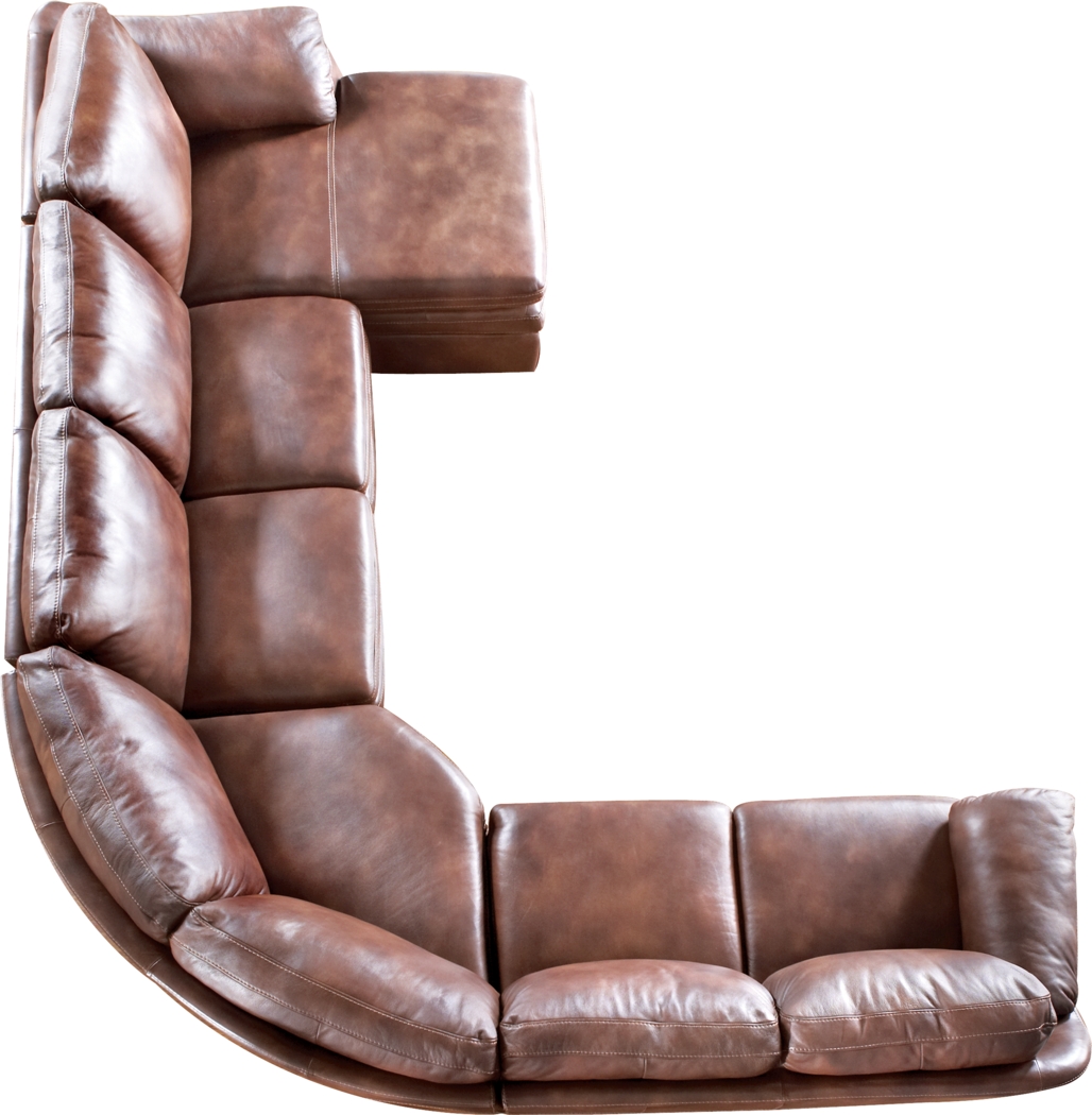Cindy Crawford Home Gracen Brown Leather RAF 4 Pc Sectional - Thumbnail - Image 1
