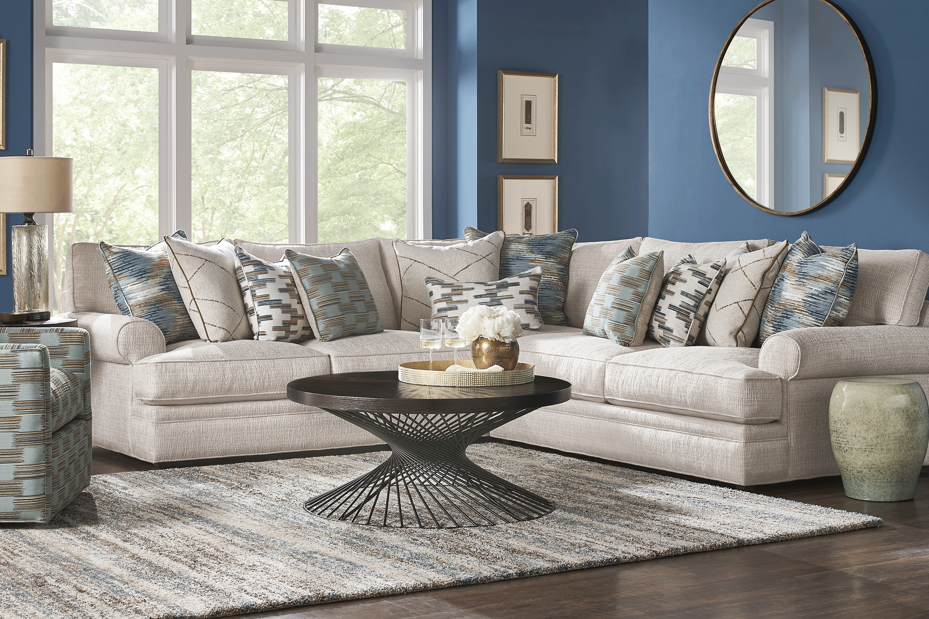 Cindy Crawford Home Brookview Heights Beige 6 Pc Sectional Living Room - Thumbnail - Image 1