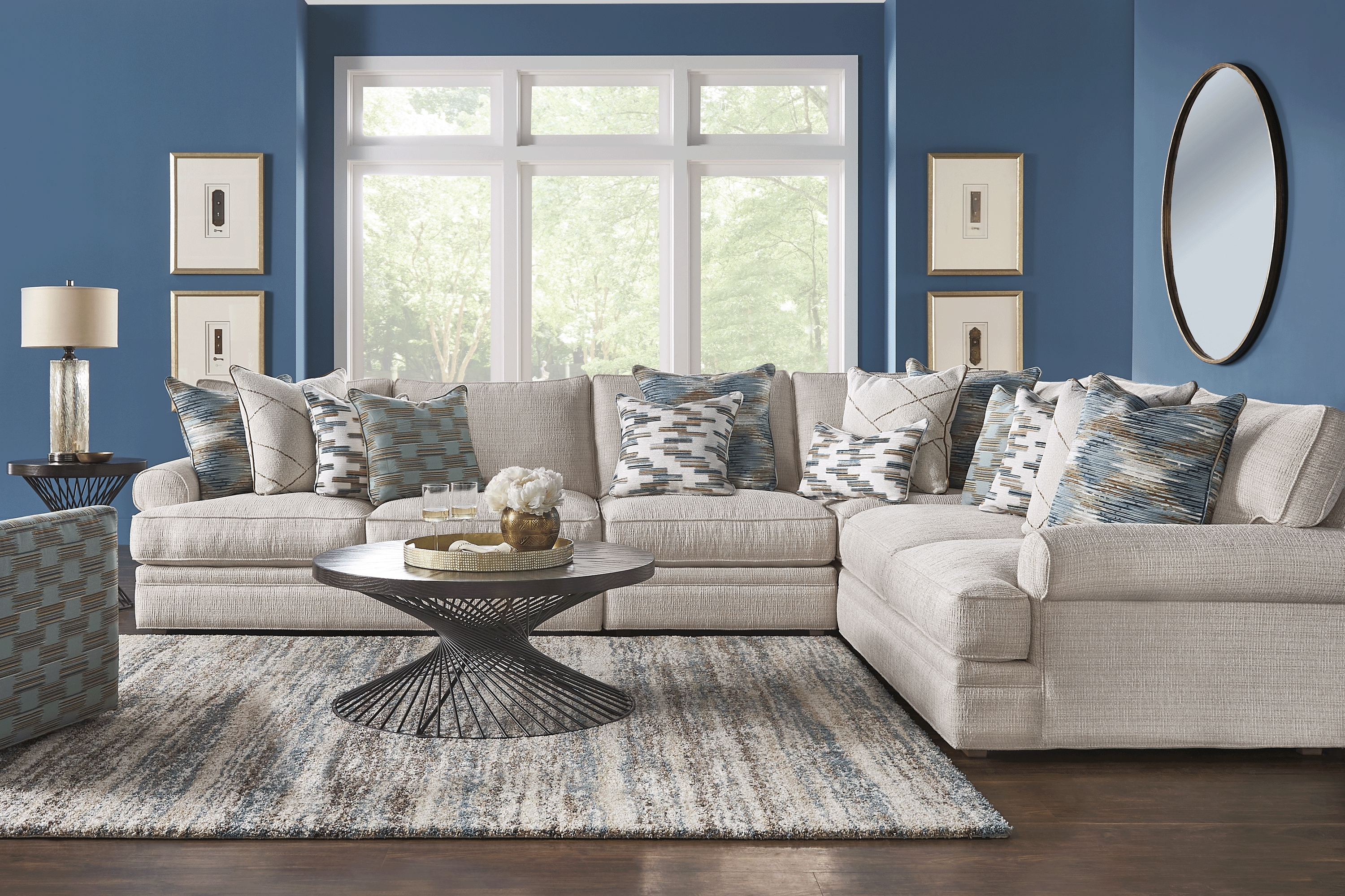 Cindy Crawford Home Brookview Heights Beige 7 Pc Sectional Living Room - Thumbnail - Image 1