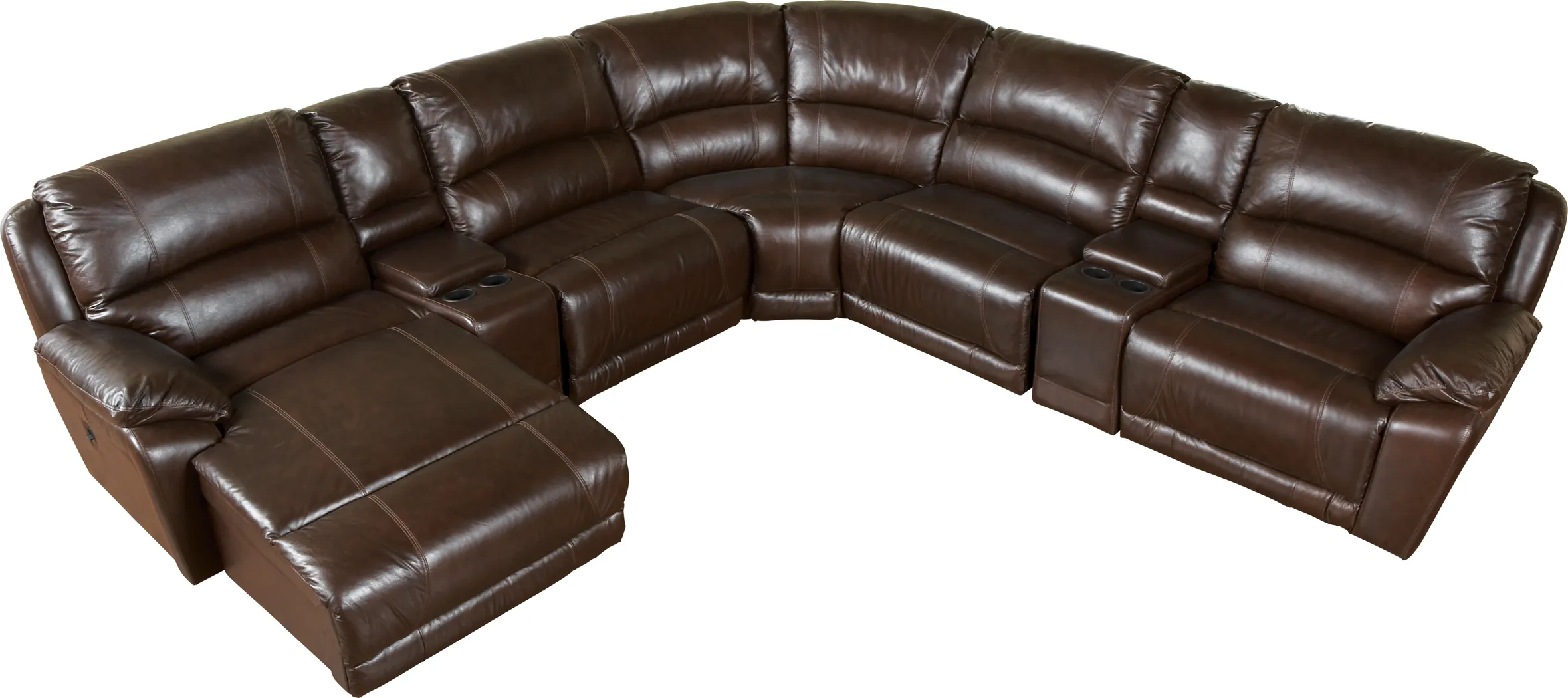 Cindy Crawford Home San Marcello Brown Blended Leather 7 Pc Sectional - Thumbnail - Image 1