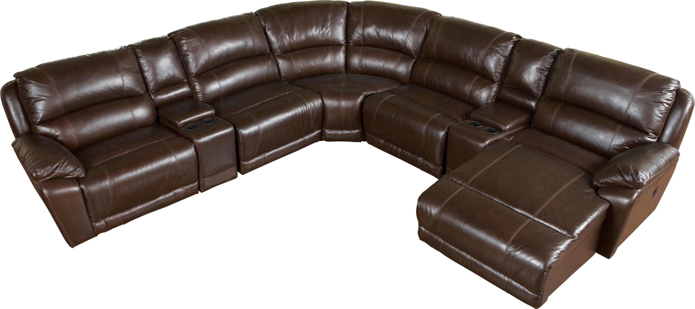 Cindy Crawford Home San Marco Brown Leather Match 7 Pc Power Sectional - Thumbnail - Image 1