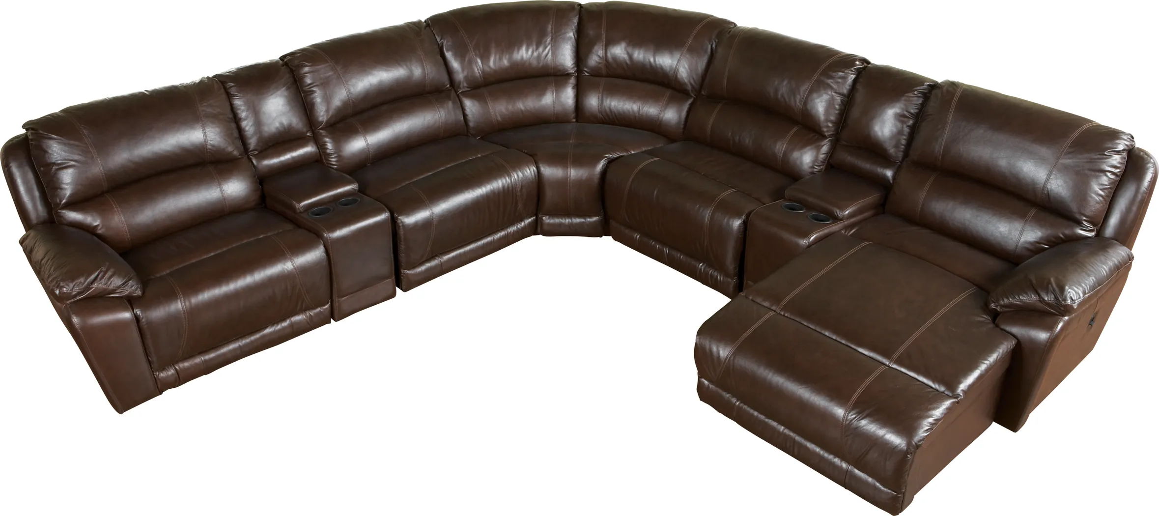 Cindy Crawford Home San Marco Brown Leather Match 7 Pc Sectional - Thumbnail - Image 1