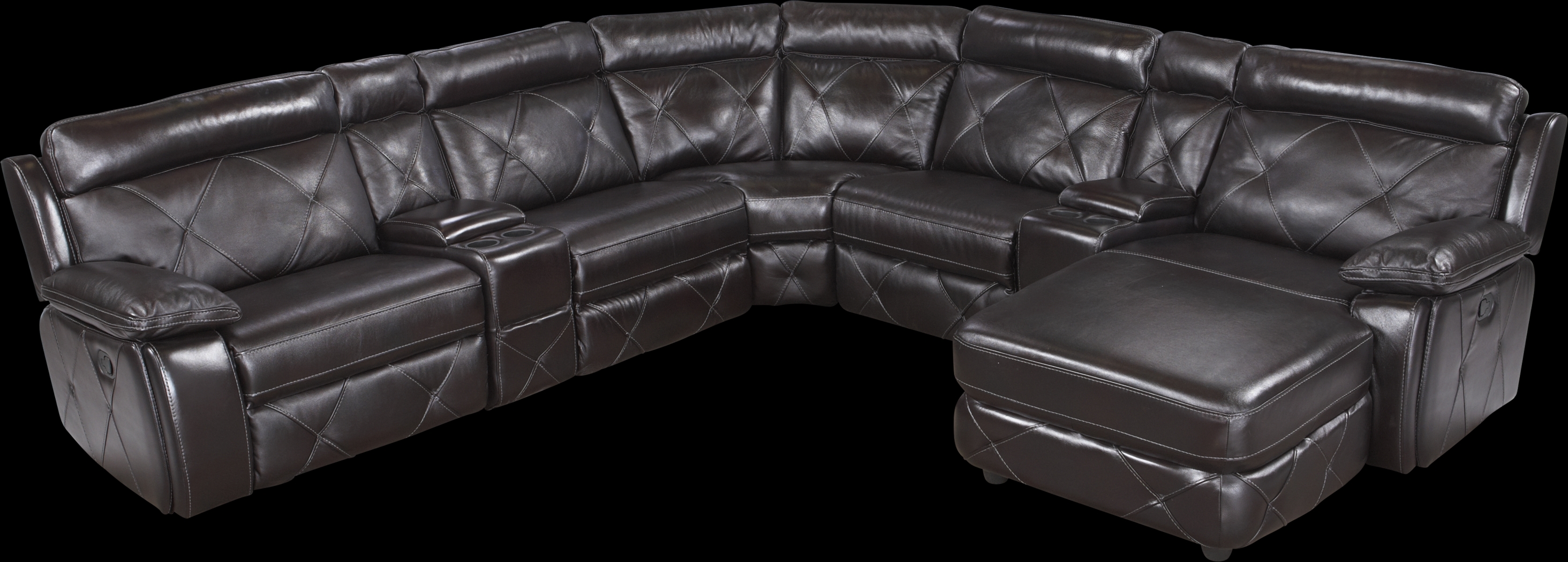 Cindy Crawford Wilshire Place Black Cherry 7Pc Sectional - Thumbnail - Image 1