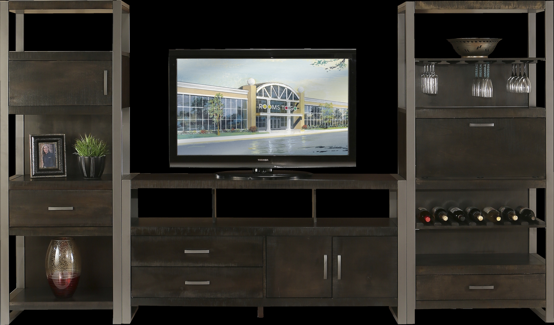 City Center Charcoal 3 Pc Wall Unit - Thumbnail - Image 1