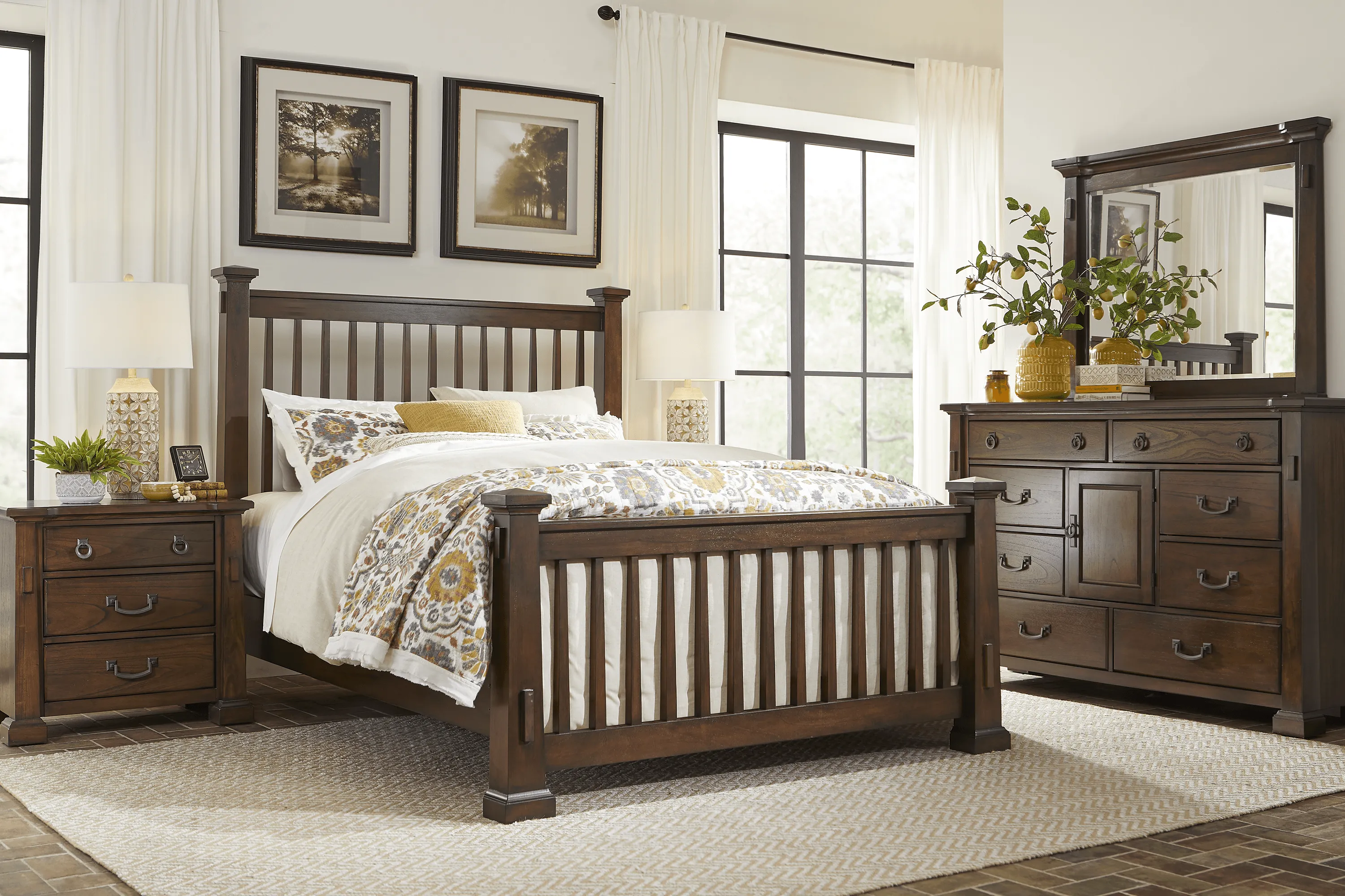 Clairfield Tobacco 5 Pc Queen Slat Bedroom - Thumbnail - Image 1