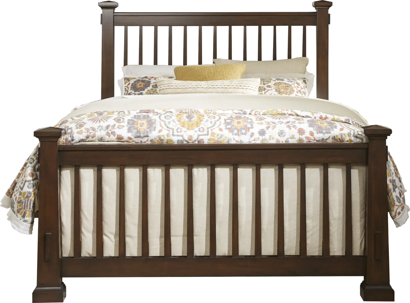 Clairfield 5 Pc Tobacco Dark Wood Queen Bedroom Set With 3 Pc Queen Bed,  Dresser, Mirror