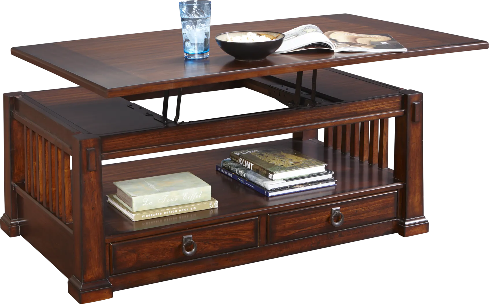 Clairfield Tobacco Lift Top Cocktail Table - Thumbnail - Image 2
