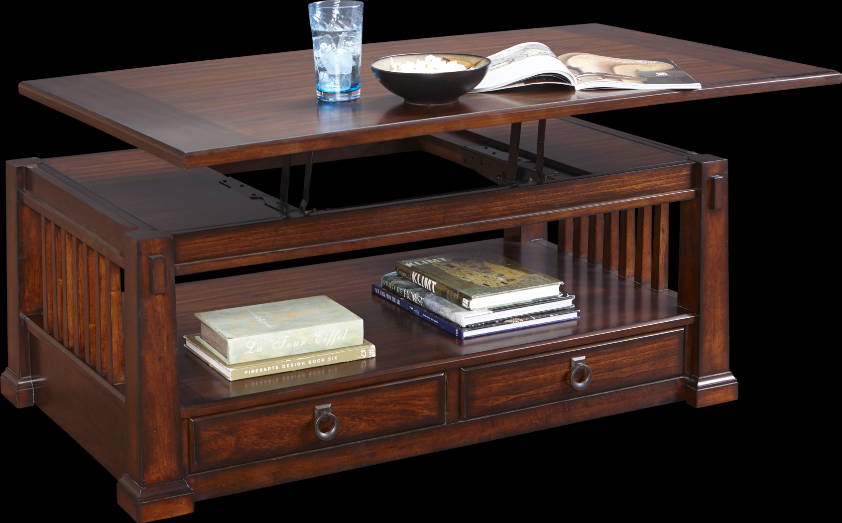 Clairfield Tobacco Lift-Top Cocktail Table - Thumbnail - Image 2