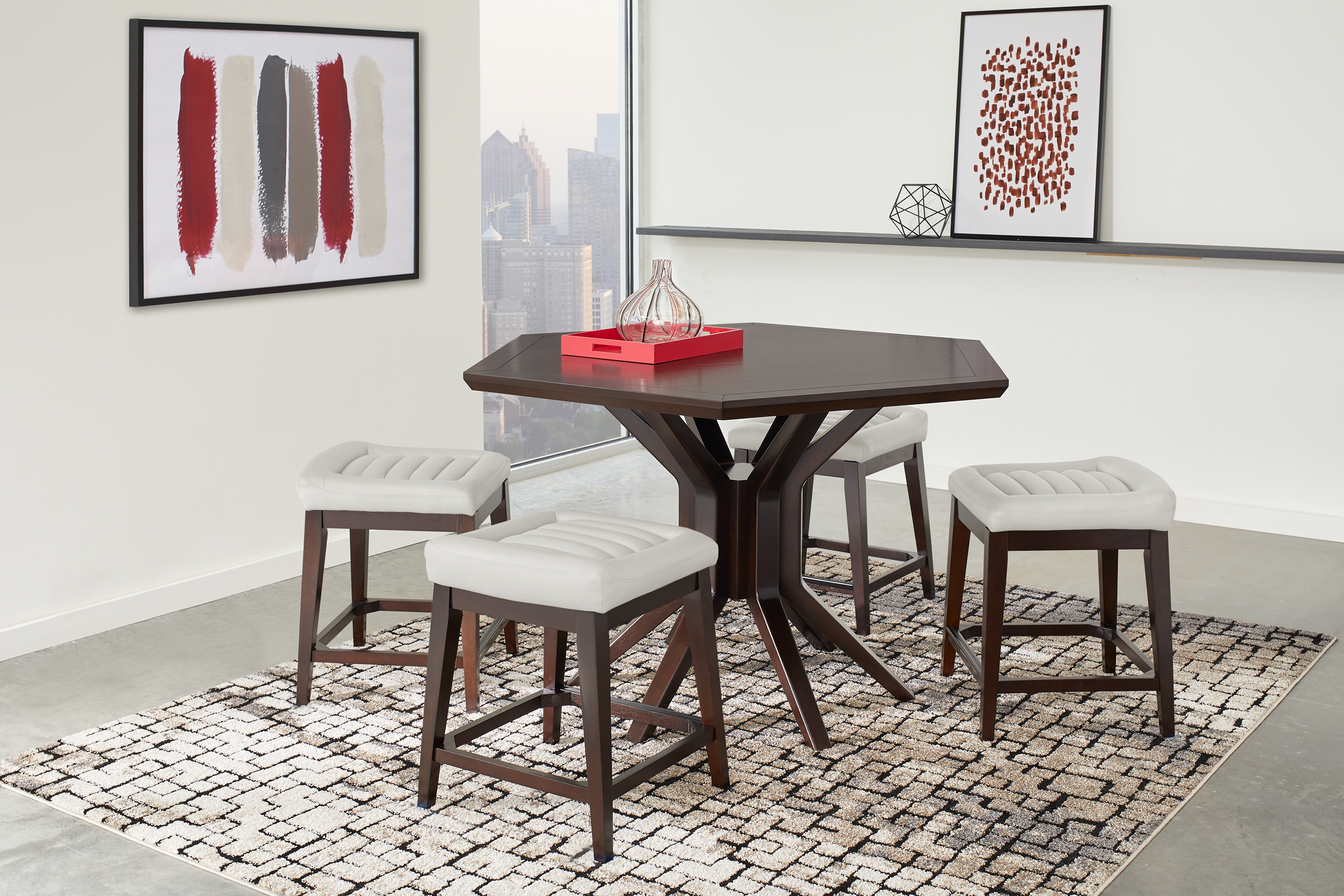 Clairmont Heights Merlot Hexagonal Counter Height Dining Table - Thumbnail - Image 2