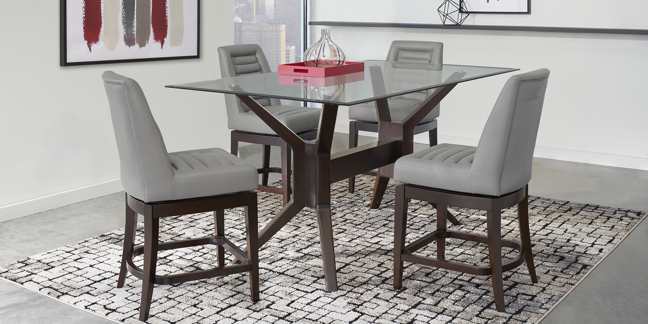 Clairmont Heights Merlot 5 Pc Rectangular Counter Height Dining Room - Thumbnail - Image 1