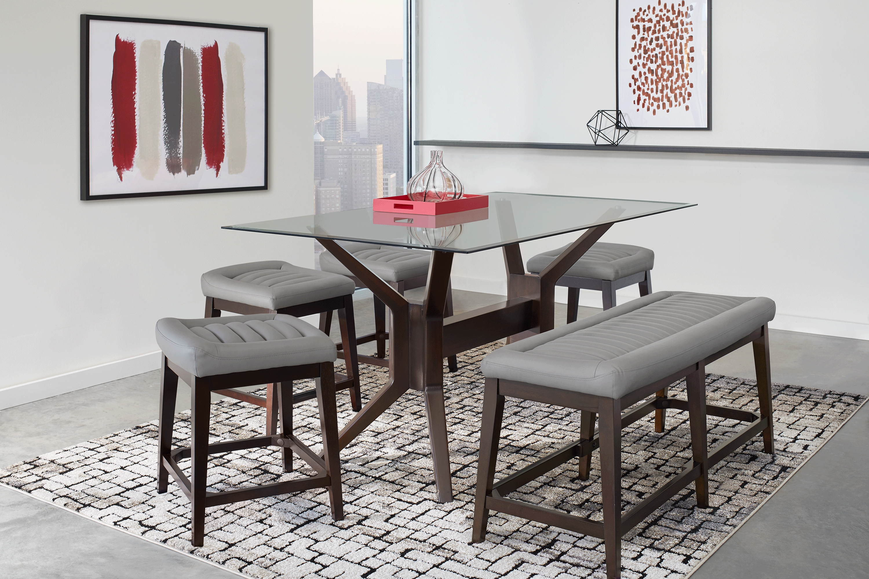 Clairmont Heights Merlot 5 Pc Rectangular Counter Height Dining Room - Thumbnail - Image 1