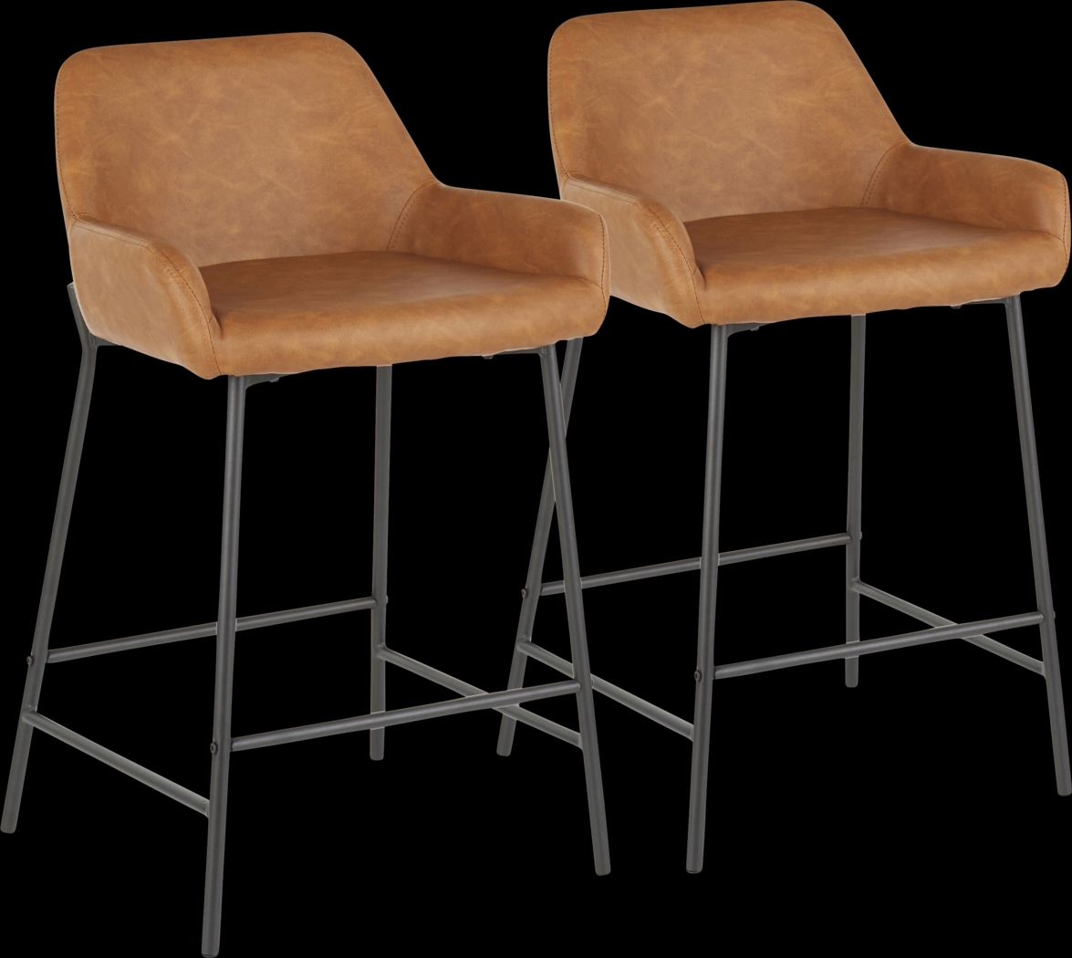 Clarain Camel Counter Height Stool, Set of 2 - Thumbnail - Image 1