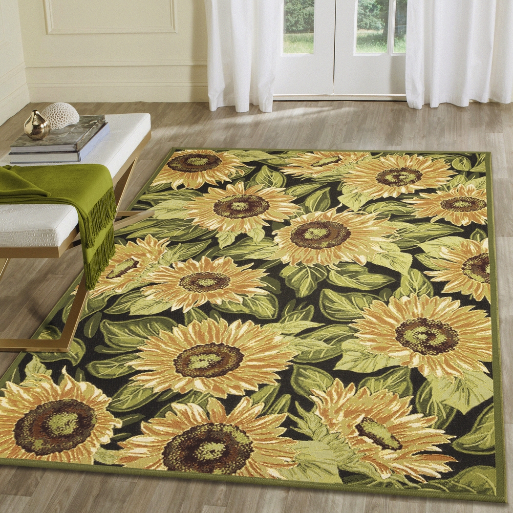 Clarbel Black 4'10 x 7'6 Indoor/Outdoor Rug - Thumbnail - Image 2