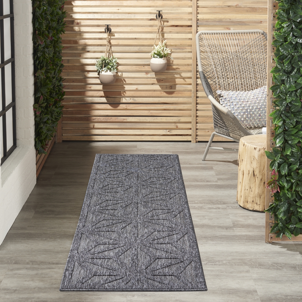 Clarene Dark Gray 2'2 x 10' Runner Indoor/Outdoor Rug - Thumbnail - Image 3