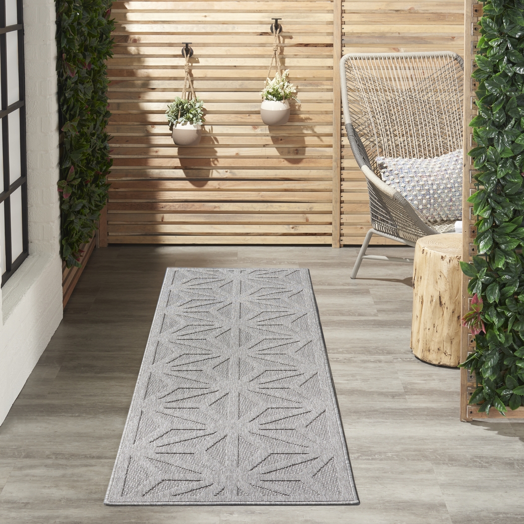Clarene Light Gray 2'2 x 10' Indoor/Outdoor Rug - Thumbnail - Image 2