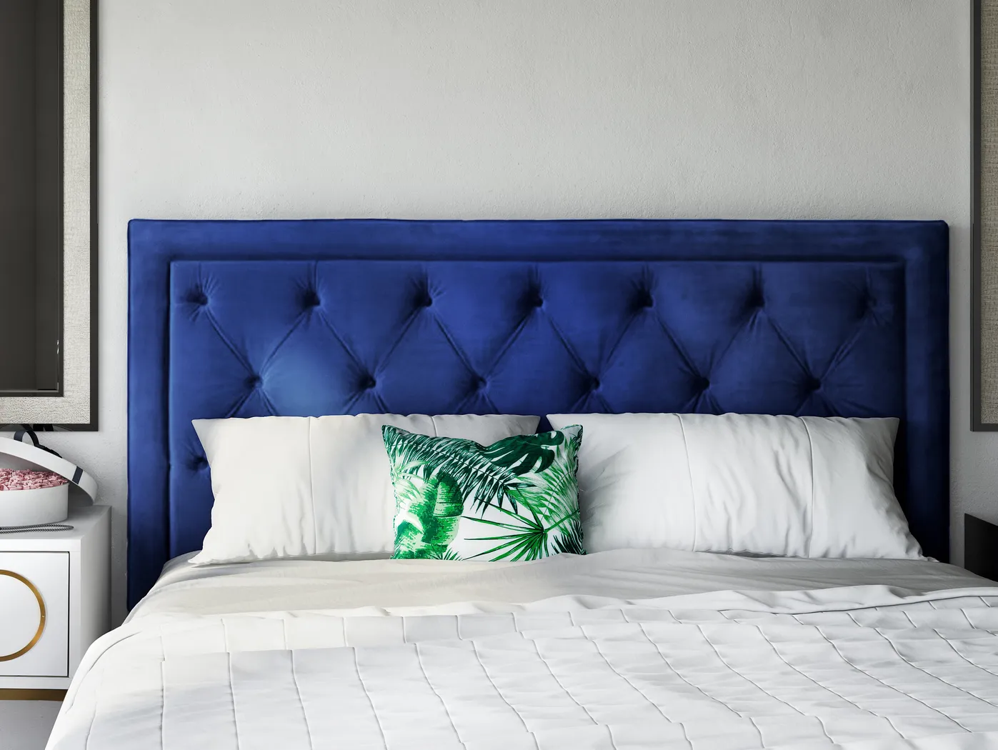 Clarette Navy Full Upholstered Headboard - Thumbnail - Image 2