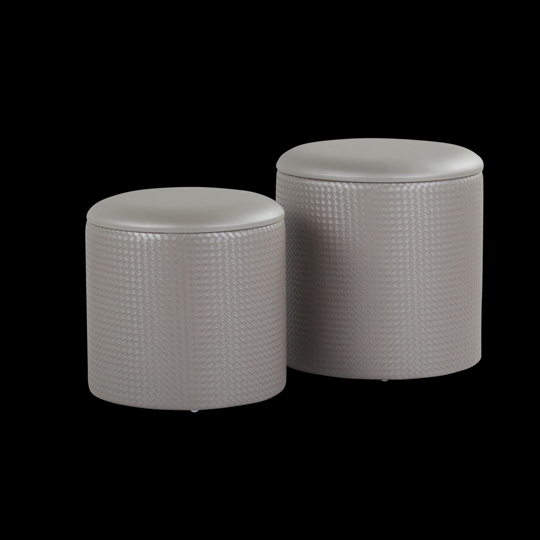 Clarinth Silver Ottoman, Set of 2 - Thumbnail - Image 1