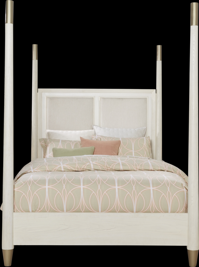 Clarissa White 3 Pc Queen Poster Bed - Thumbnail - Image 1
