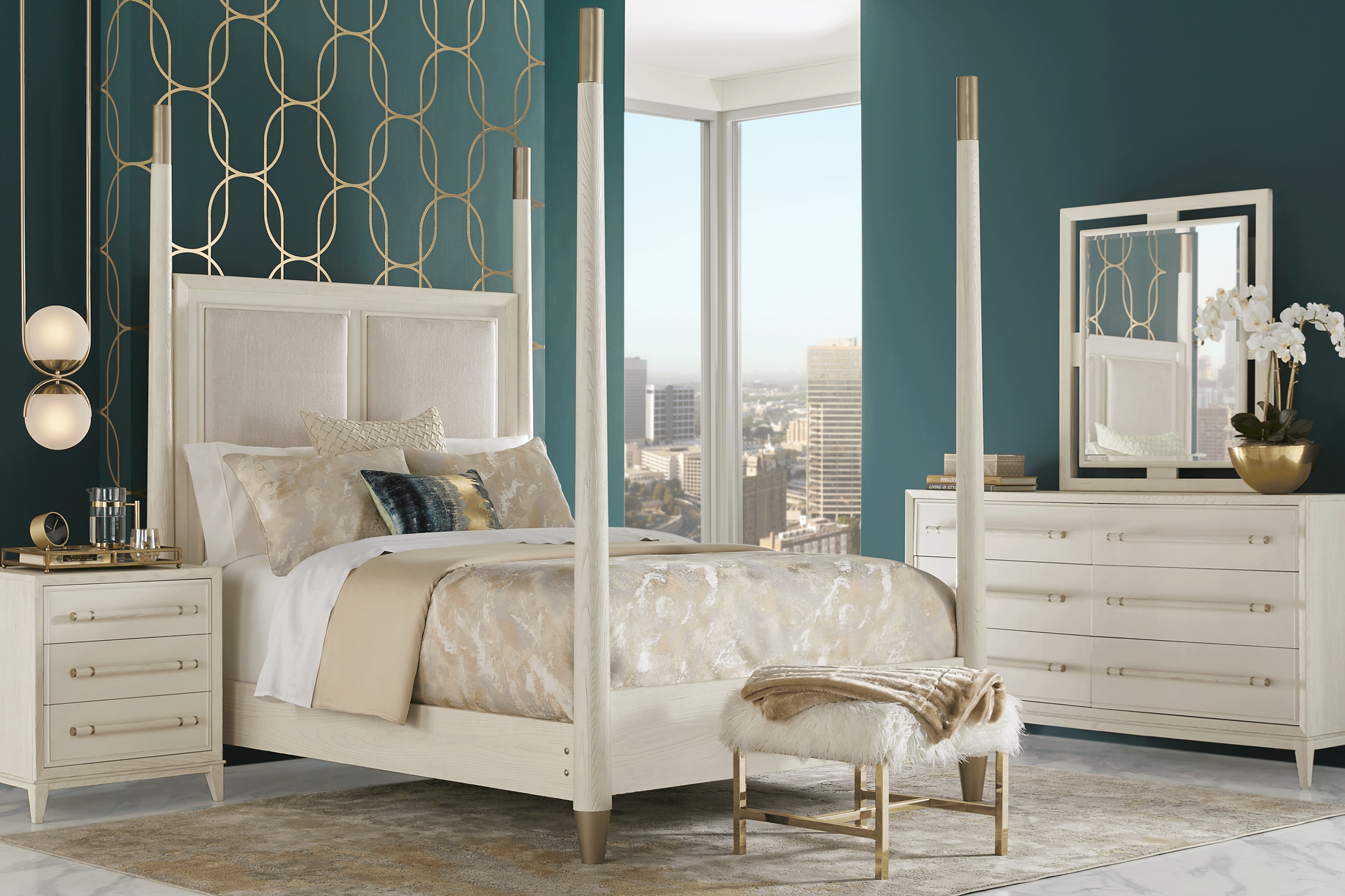 Clarissa White 5 Pc King Poster Bedroom - Thumbnail - Image 1