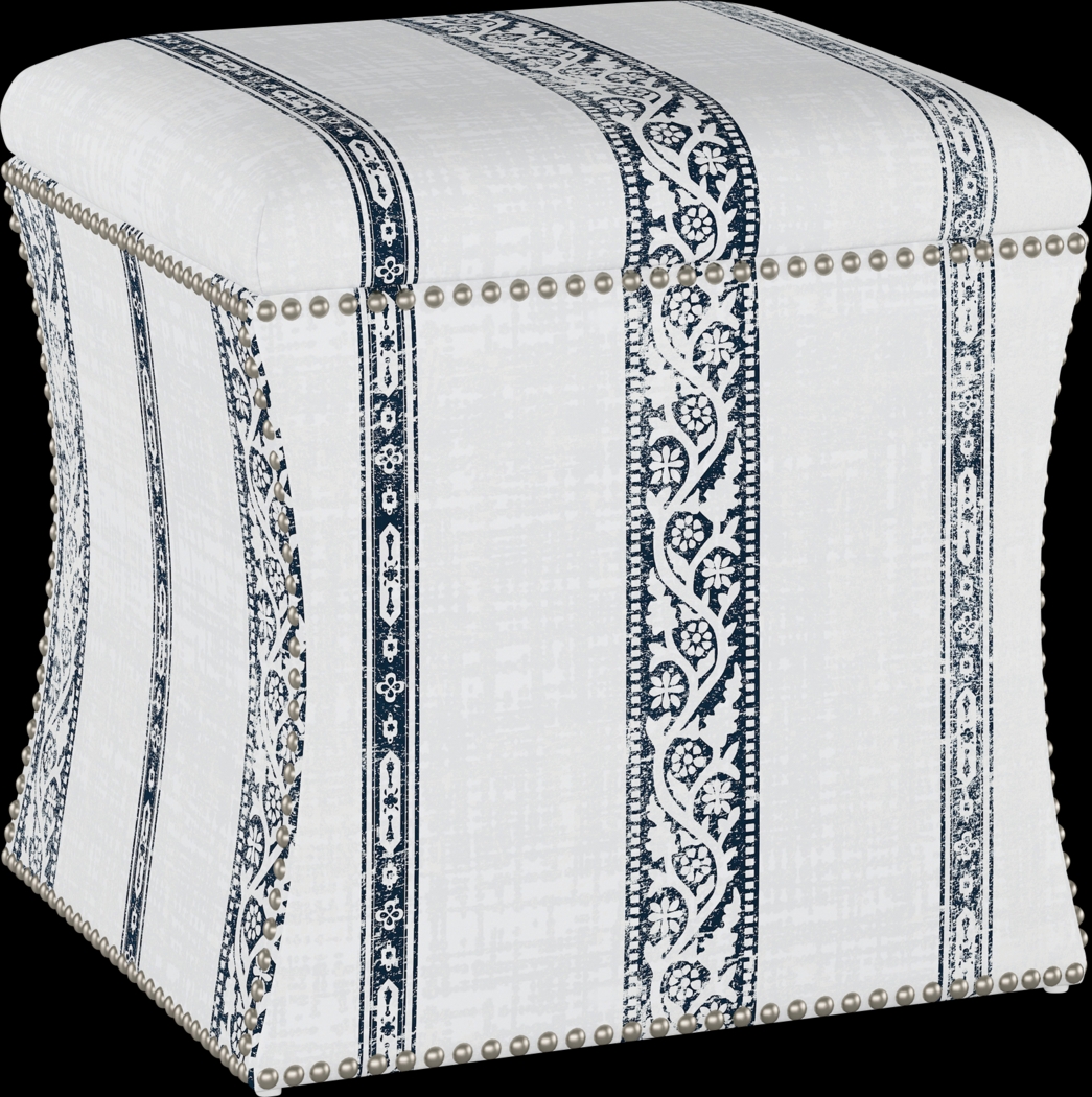 Classical Notes White-Gray Storage Ottoman - Thumbnail - Image 1