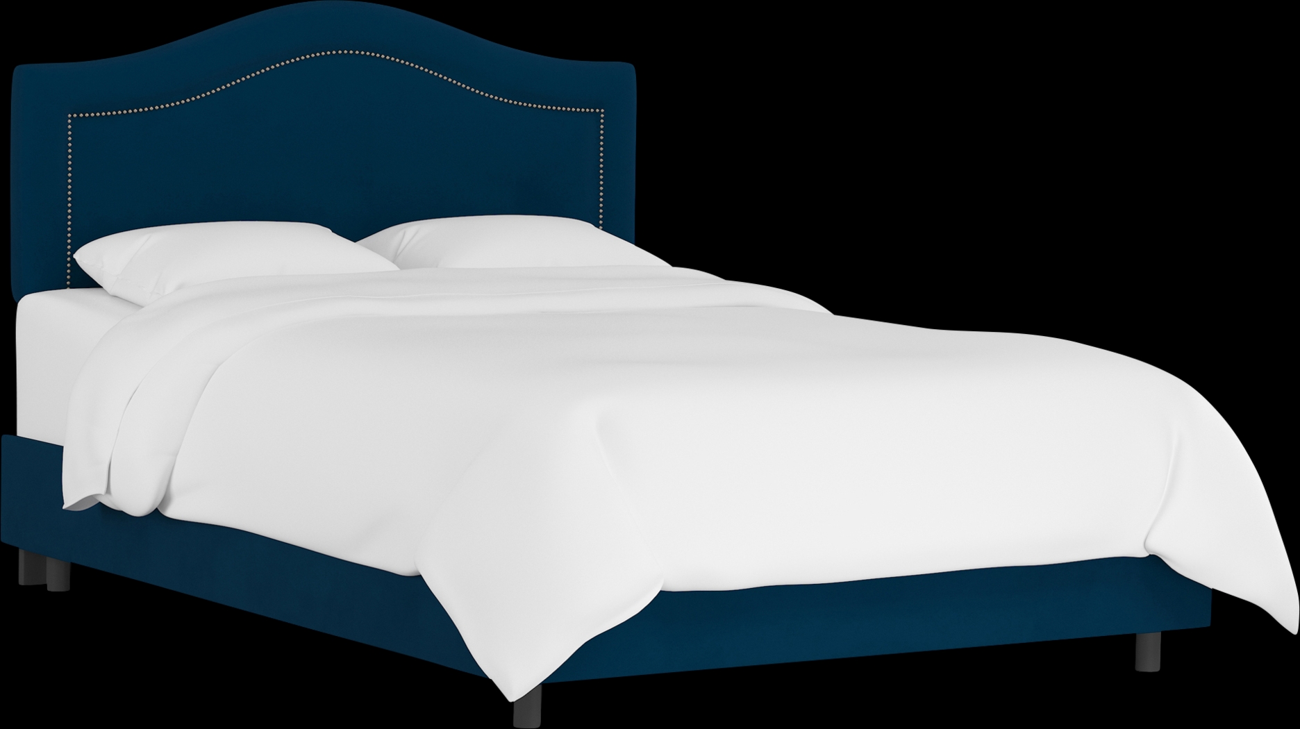 Classical Notes Navy Queen Upholstered Bed - Thumbnail - Image 1