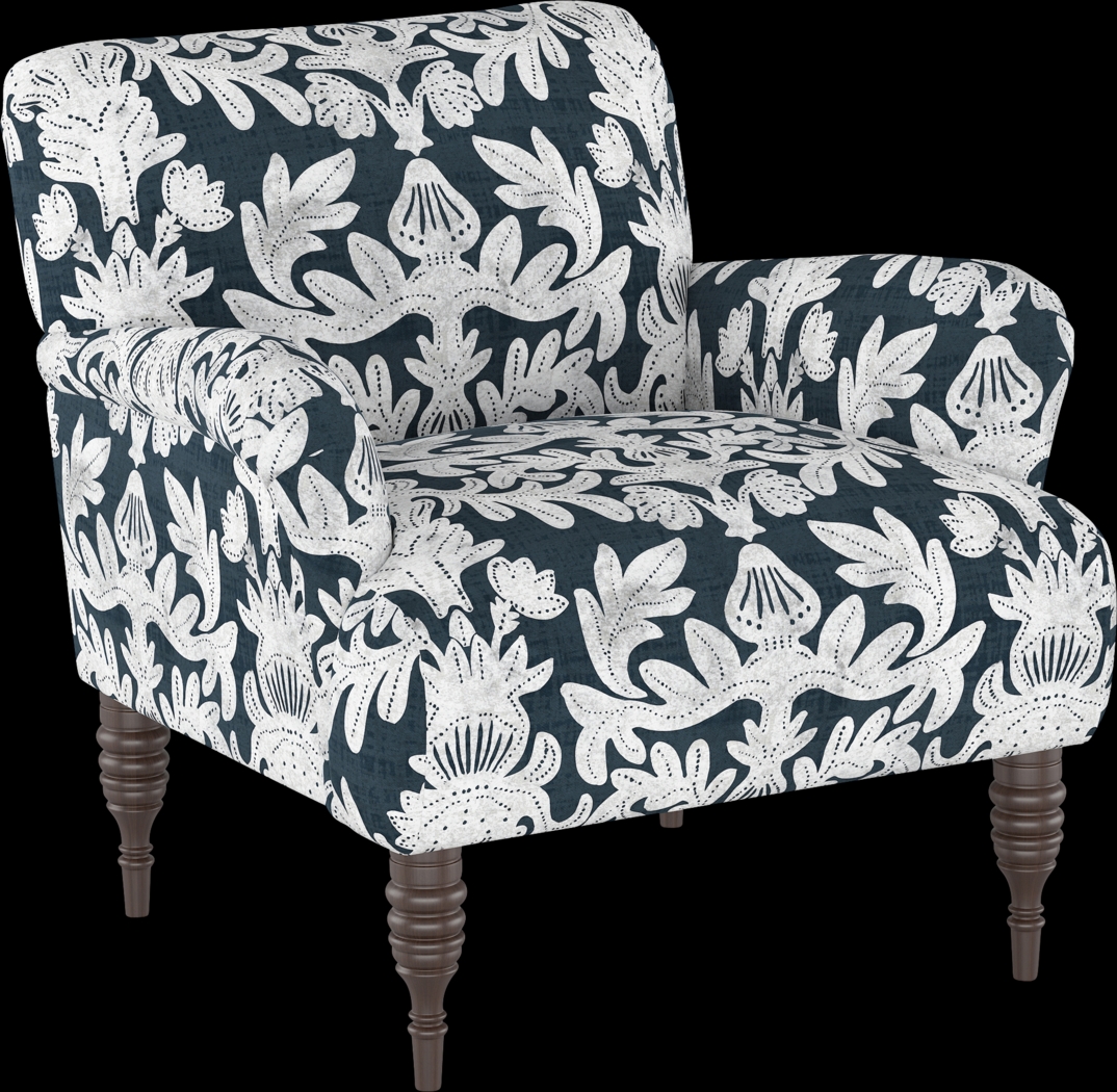 Classical Notes White-Gray Accent Chair - Thumbnail - Image 1