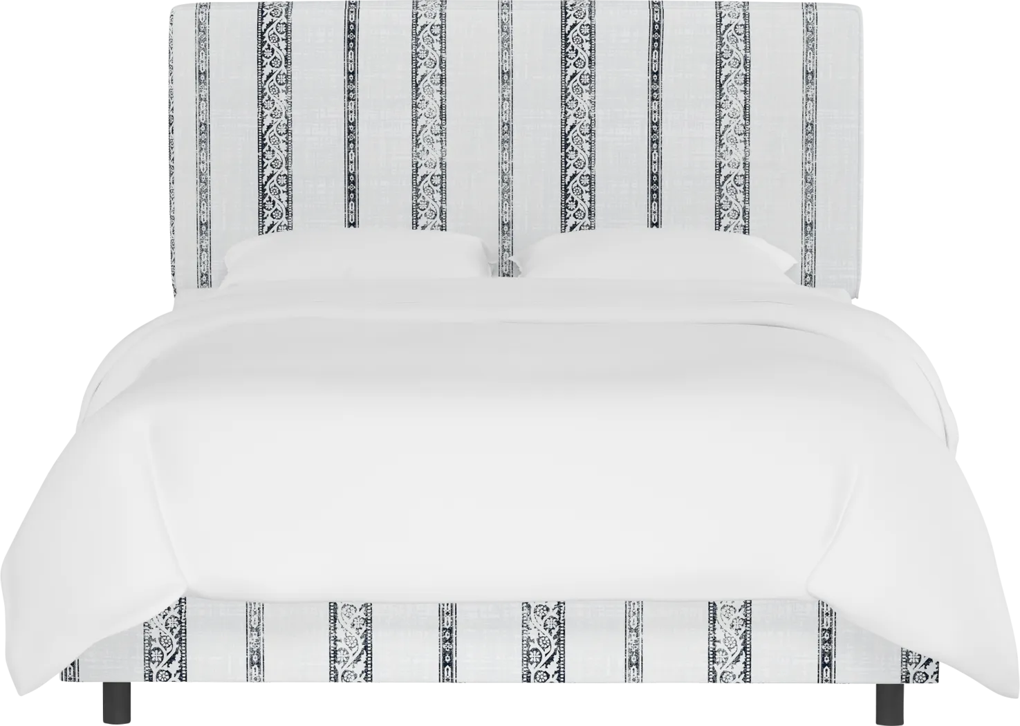 Classical Notes White-Gray King Upholstered Bed - Thumbnail - Image 2