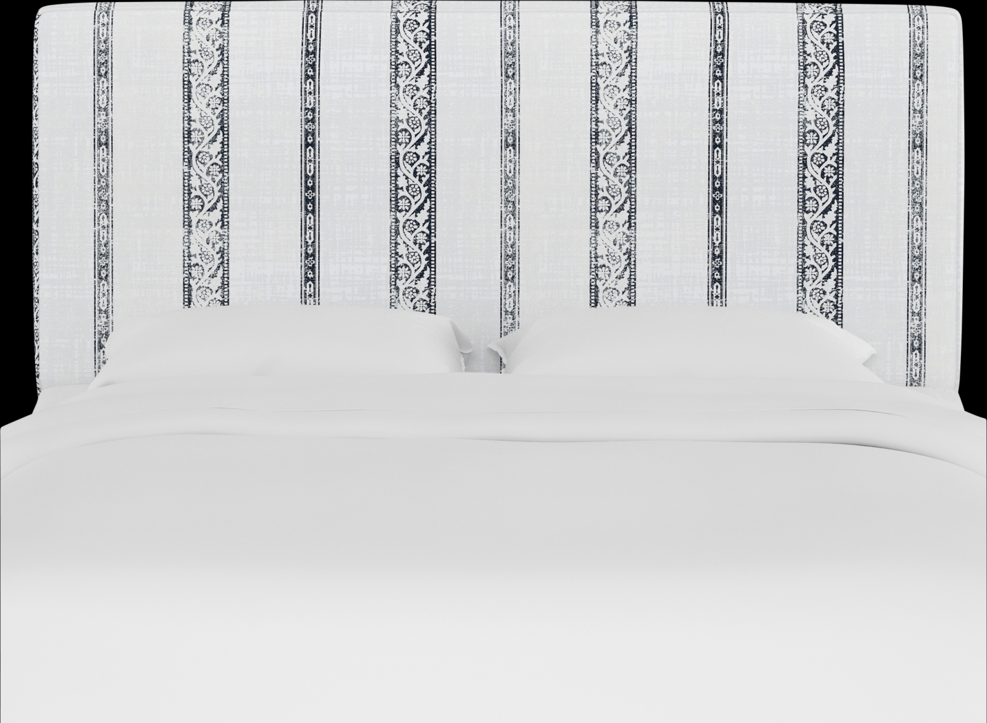 Classical Notes White-Gray King Upholstered Headboard - Thumbnail - Image 1