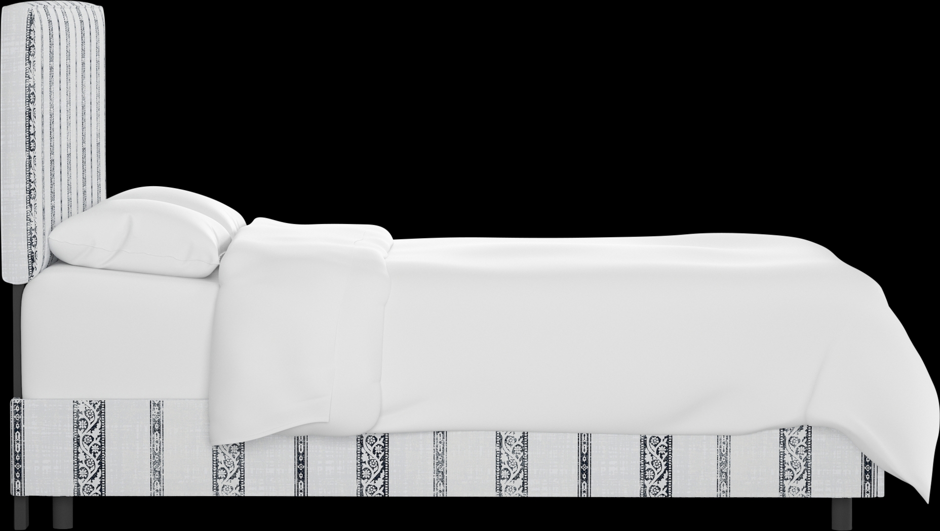 Classical Notes White-Gray Queen Upholstered Bed - Thumbnail - Image 3