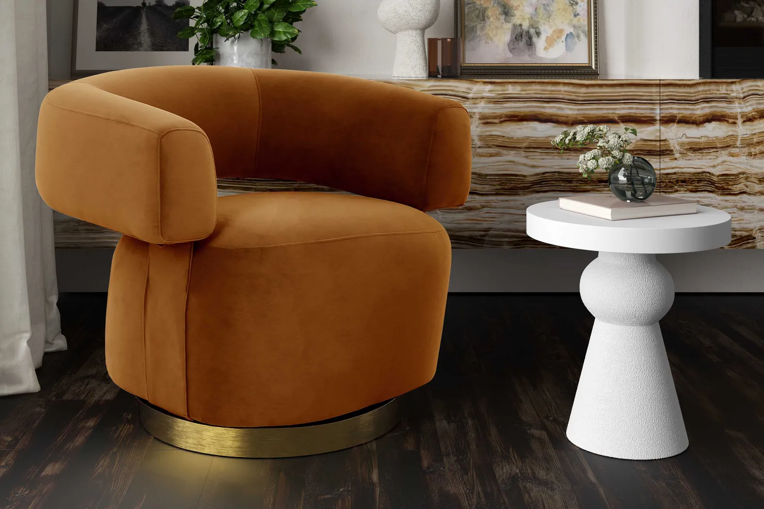 Claude Orange Swivel Chair - Thumbnail - Image 4