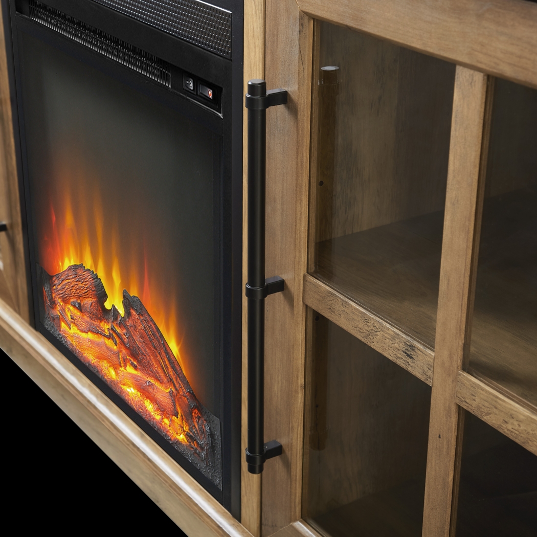 Clayshire Brown 60 in. Console, With Electric Fireplace - Thumbnail - Image 3