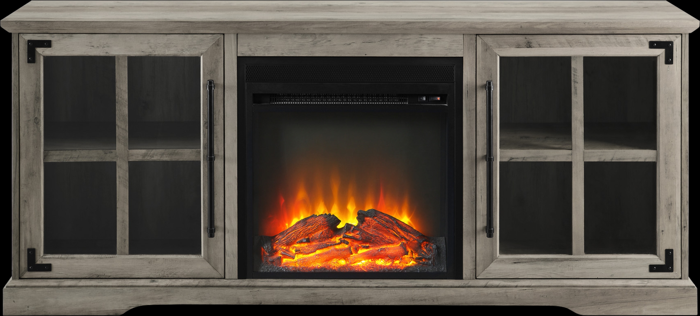 Clayshire Gray 60 in. Console, With Electric Fireplace - Thumbnail - Image 2